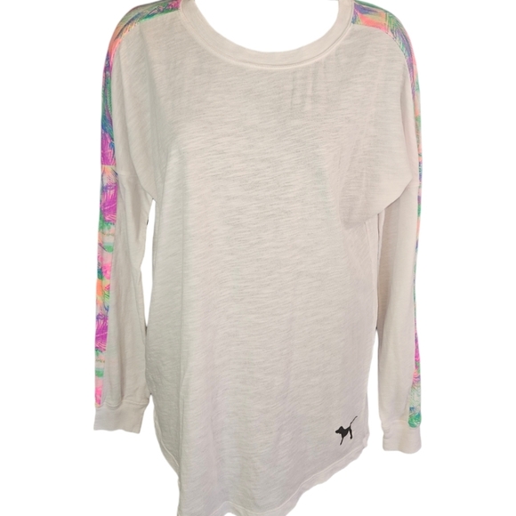 Pink Victoria's Secret Tropical Printed Long Sleeve Top - Picture 1 of 4